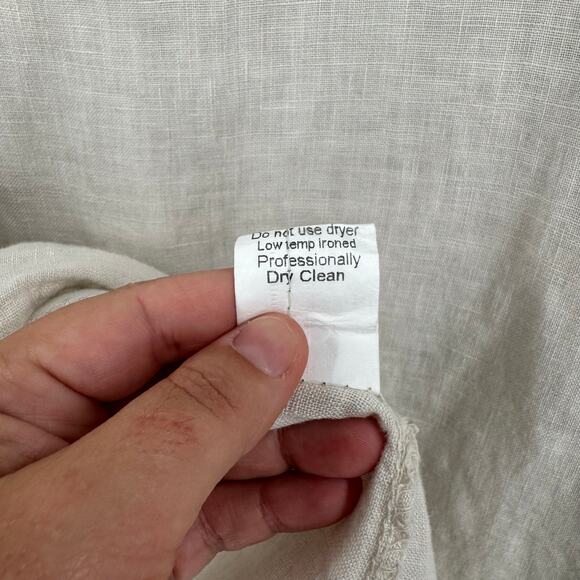 Terzo Millennio Linen Tunic Top Womens L Tan Lagenlook Cottagecore Long Sleeve - Picture 7 of 8